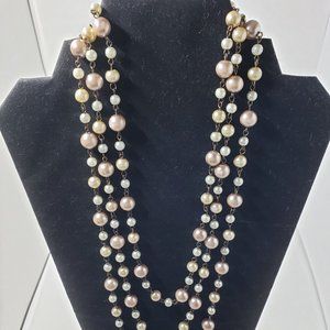 Station Necklace-Flapper Style-Faux Pearls